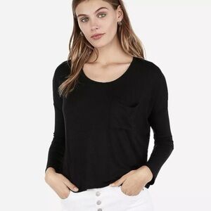 NWT Express Black Boxy Long Sleeve Tee Small